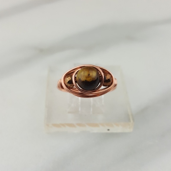 Anxiety🌟Tiger's Eye Hematite Copper Dainty Ring - Picture 6 of 7